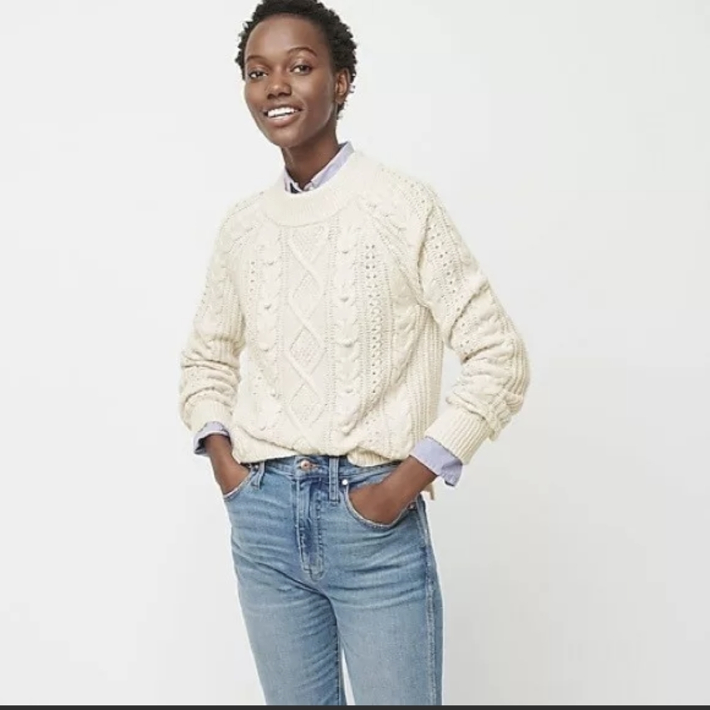 J. Crew Cable Knit Pom Pom Sweater Sz: XS NWT $98